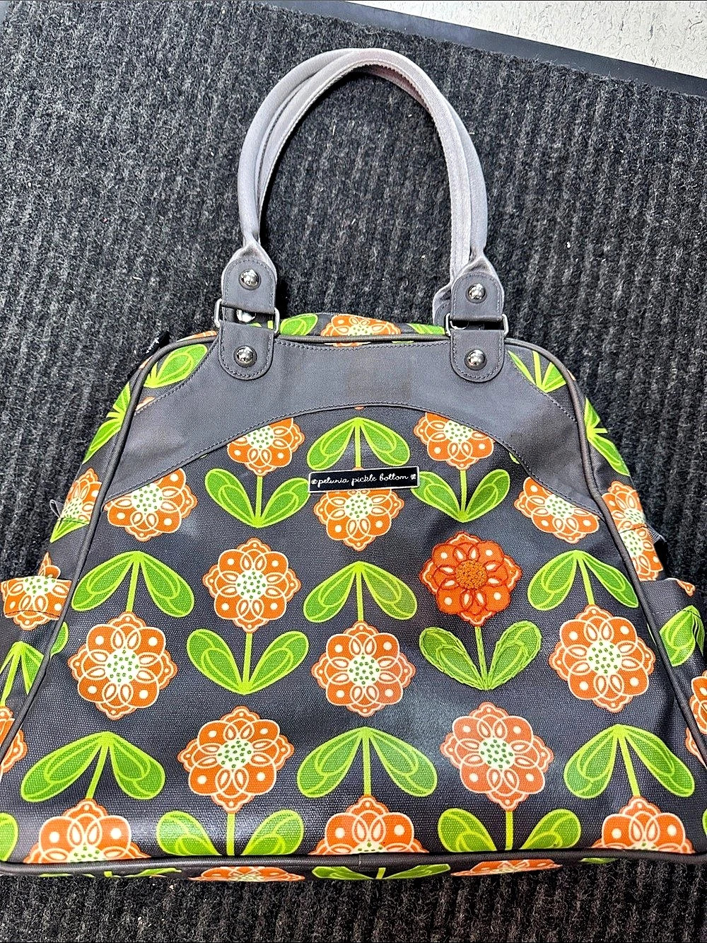 Petunia Pickle Bottom Boxy Backpack Floral Bag Black & Orange